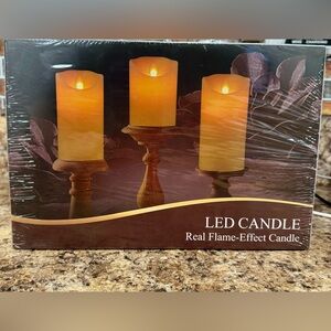 LED Candle Set of 3 - Real Flame Effect NEW